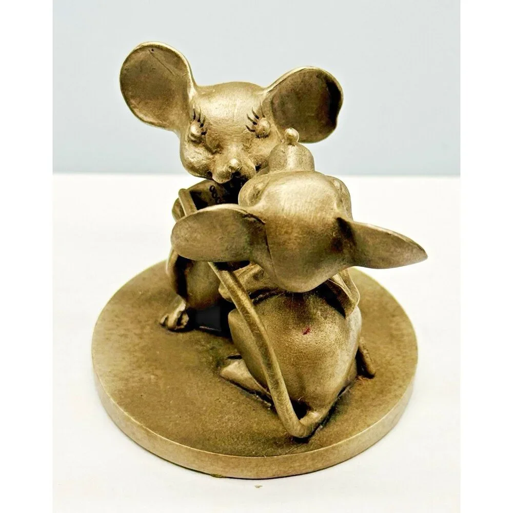 Hudson Pewter Dancing Mouse Mice Figurine Fine Love Couple USA Vintage 1.75 inch